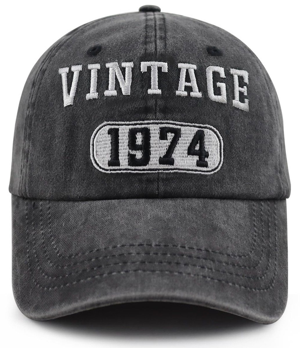 Vintage 1974 Baseball Hats for Men Women, Happy 50th