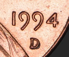 1994 D Lincoln Memorial Cent Date Doubling/Mint Mark Error BU (1) RANDOM COIN