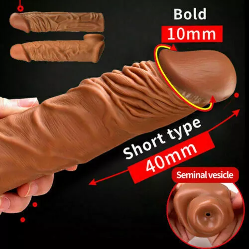 6.5" Male-Penis-Extender-Extension-Cock-Sleeve-Ring-Girth-Enhancer-Enlarger-TPE - Photo 4/11