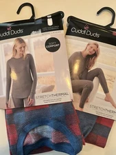 Cuddl Duds Womens Base Layer Set Stretch Thermal Shirt & Pants XS Extra Small 