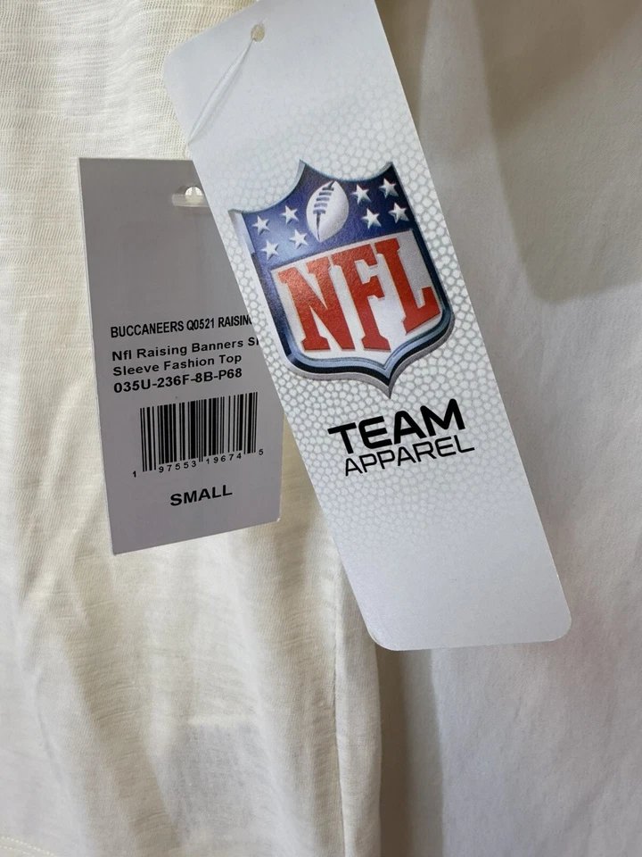 Tampa Bay Bucaneers Shortsleeve TShirt S NFL Team Apparel NWT Ivory Women Vneck - Image 2 of 3