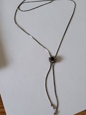 Vintage Necklace Flower 7x White Stones 1x Red Stone 68.0cm Long Set