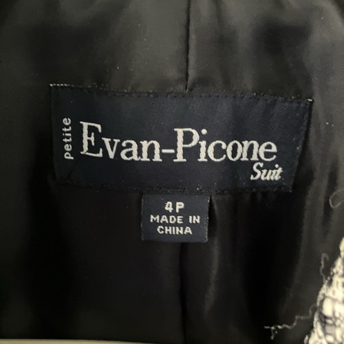 Evan Picone Suit~4P Petite~Lined Blazer~Black/White Houndstooth~Button Missing - Picture 9 of 11