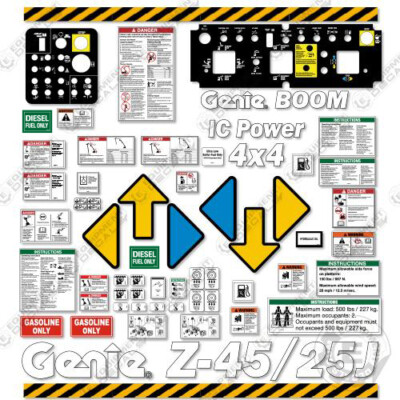 Fits Genie Z-45/25J Decal Kit Boom Lift - 7 Year 3M Vinyl! (2014 VERSION)