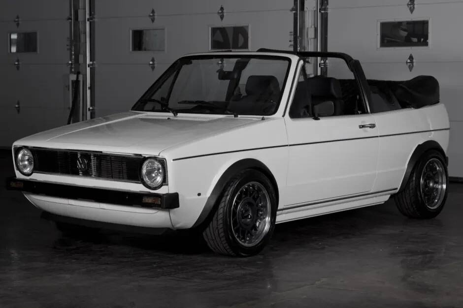 White Volkswagen Rabbit Lowered