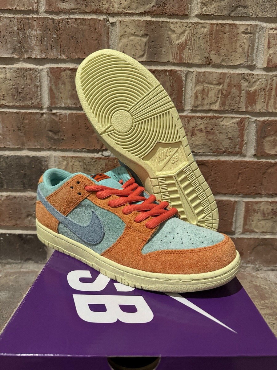 New 10.5 Nike SB Dunk Low Orange Emerald Rise Noise Aqua Lemon