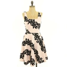 Sequin Hearts Jrs Mini Dress  7 Fit & Flare Floral Black Pink NEW B46