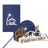 Pop Up Weihnachtskarte „Heilige Familie“ Christliche 3D Klappkarte Mit Umschlag