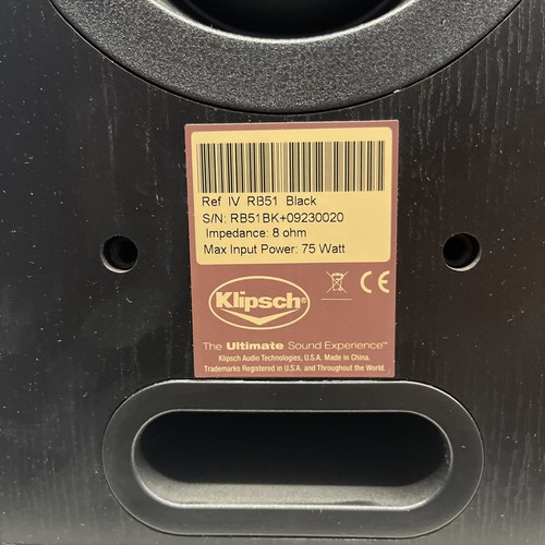 Klipsch RB51BK RB51 REF IV Home Stereo Bookshelf Speakers Pair - Picture 10 of 11