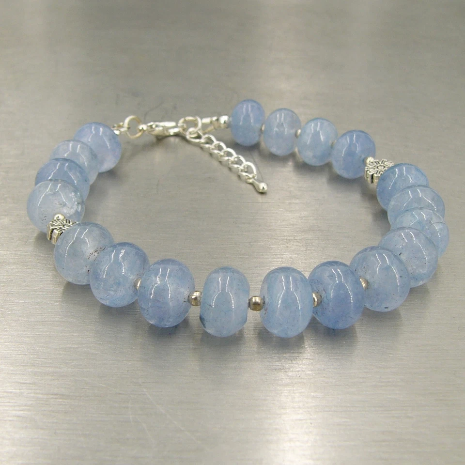 BAILYSBEADS edles designer Aquamarin-Armband Armkettchen Bracelet 21cm Br05 - Bild 2 von 2