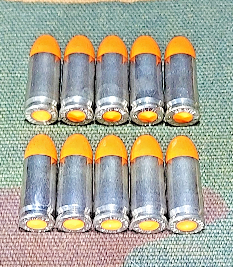 9MM LUGER SNAP CAPS  SET OF 10 (ORANGE+NICKEL) 124gr REAL WEIGHT
