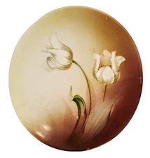 RS Germany Porcelain Dessert Plate Brown Floral Bone China White Tulip Flower