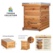 8 Frame Langstroth Bee Hive Coated with 100% Beeswax Includes Beehive Frames ...