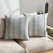 Boho Throw Pillow Covers 18x18 Inch Set of 2 18" x 18" Pack of 2 Blue