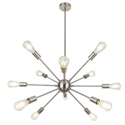 LynPon Brushed Nickel Sputnik Chandelier, 12 Lights Plating Silver Chandelier...
