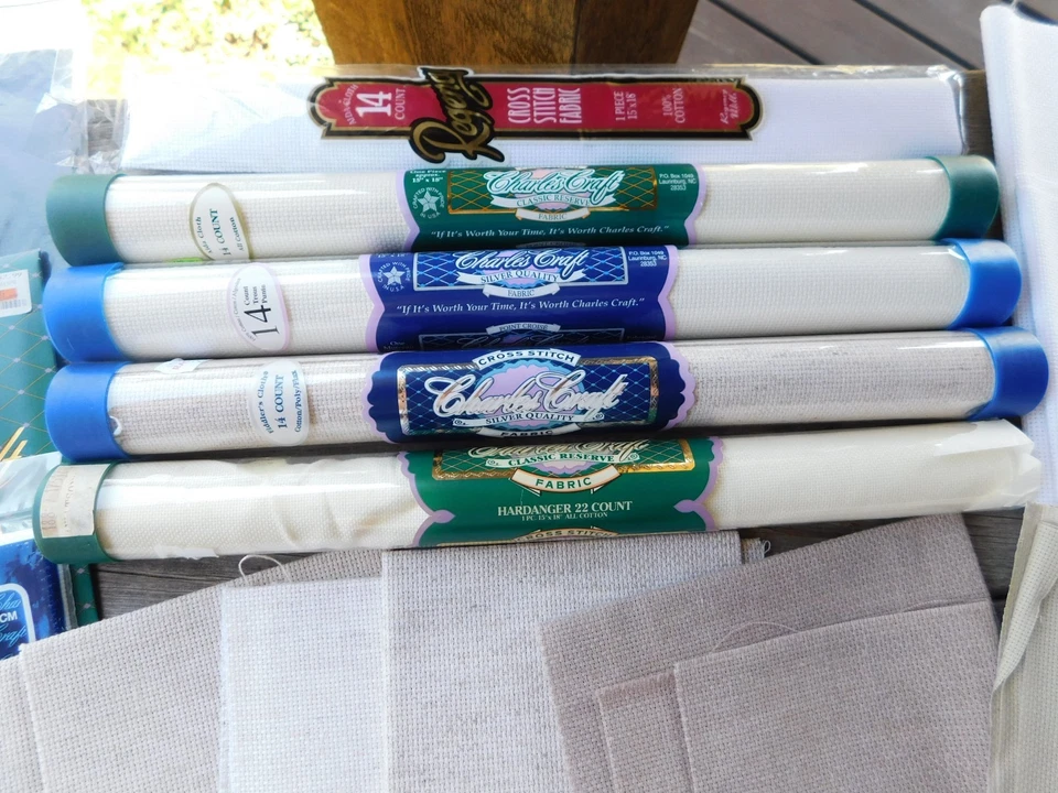 Lot Charles Craft +Others Cross Stitch Cloth Fabric Various Sizes & Colors - Image 2 of 4