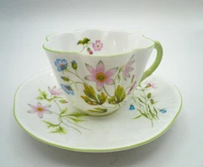 Shelley Cup & Saucer WILD ANEMONE Dainty Shape Floral teacup # 13977 tea