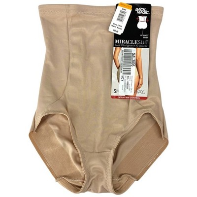 Miraclesuit Shape Away Back Magic Hi Waist Brief Shapewear Small Warm Beige Firm