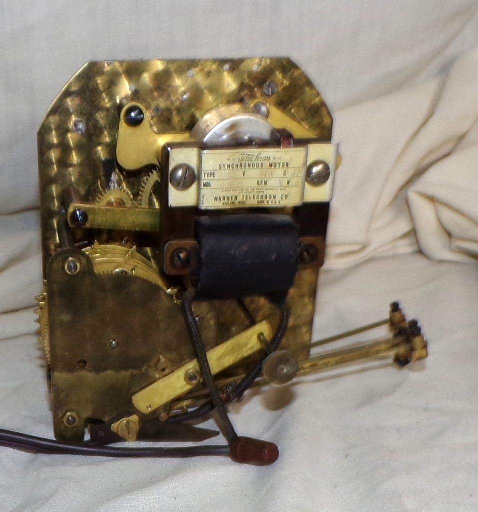 Warren Telechron Electric Clock Movement w/ Chimes, Motor Works