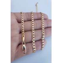 18K Yellow Gold Filled Tarnish-Resist 24 inch 3mm Flat Curb Chain Necklace S819G