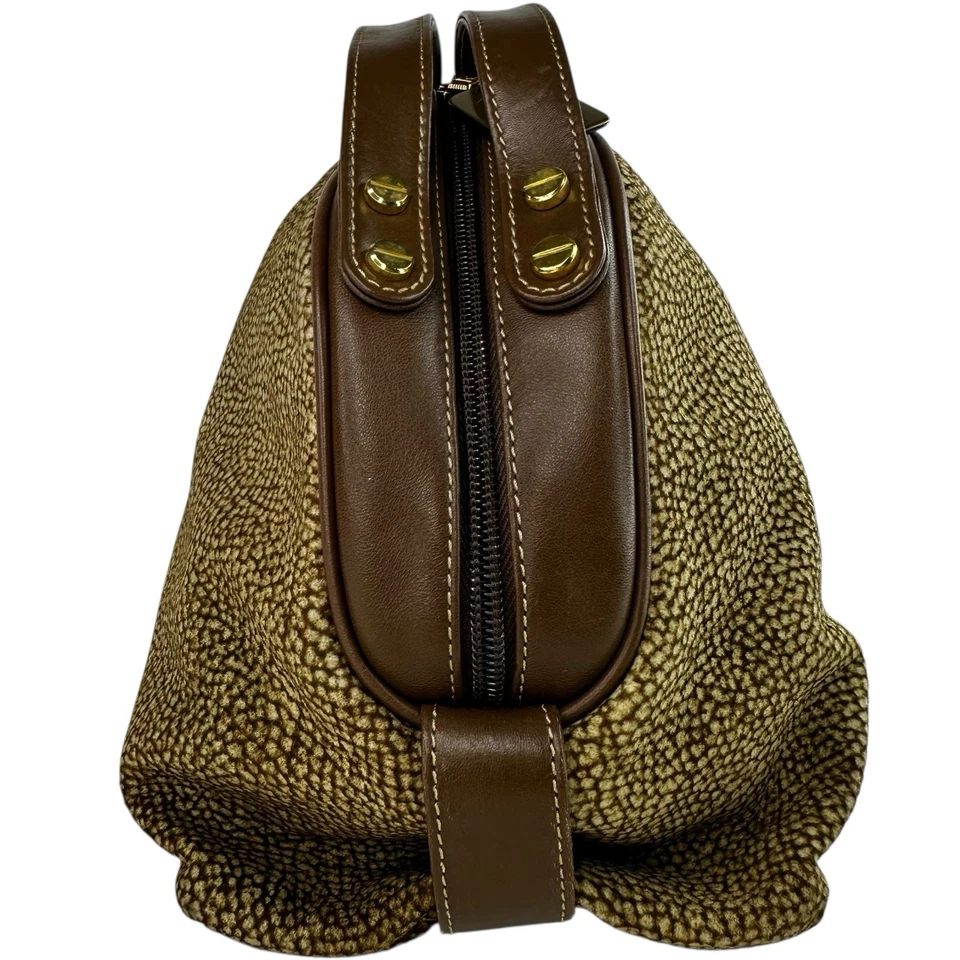 Bolso Borbonese Redwall Marrón Tostado Gamuza Cuero Doble Asa Superior Hecho en Italia Foto 4 de 4