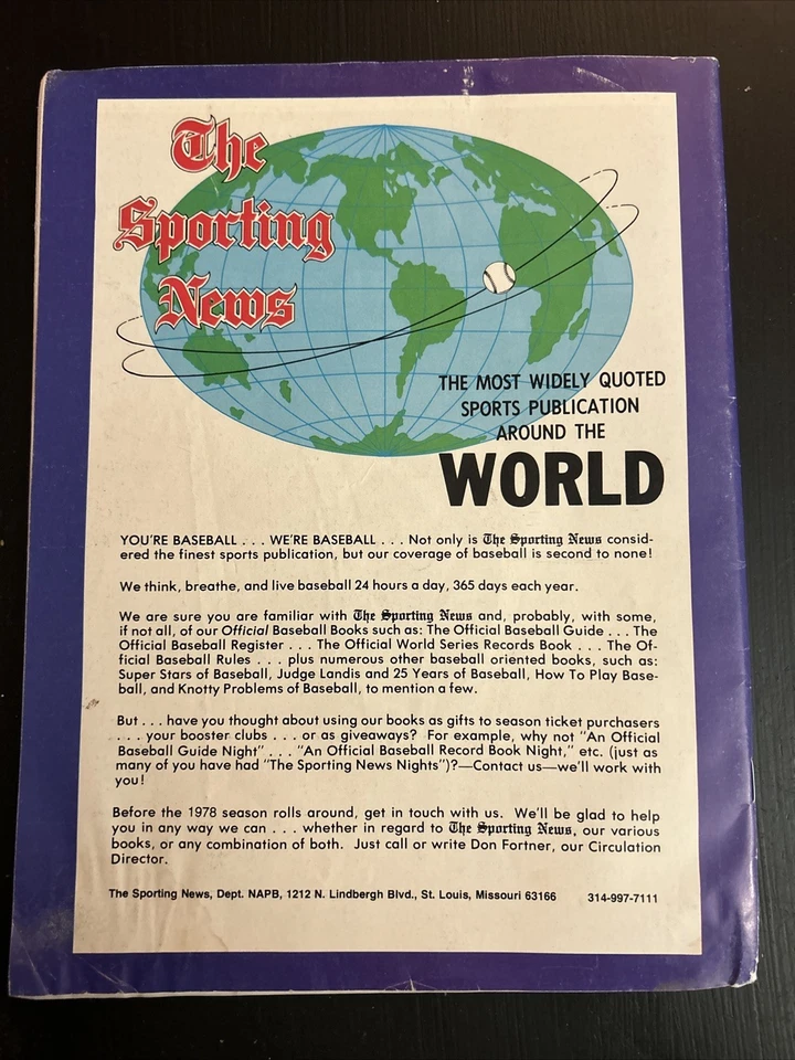 Anuario profesional de béisbol NAPBL 1977 ¡Lou Brock Ty Cobb! Foto 2 de 4