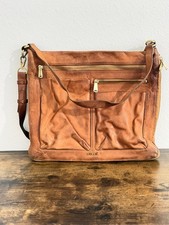Fossil Brown Leather Crossbody Shoulder Bag Purse Multi Pocket Organizer