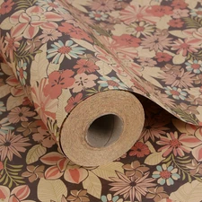 Kraft Floral Wrapping Paper Jumbo Roll, All Occasion Flower Gift Wrap Paper for 