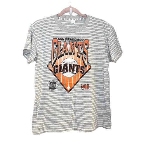 Vintage San Francisco SF Giants Baseball MLB Striped Gray T-shirt Youth 14-16