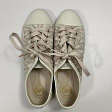 Michael Kors NWD M Logo Lace Up Sneakers Cream Beige Size 8