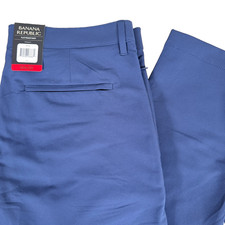 NEW Banana Republic Performance Pants Flat Front Blue Mens 34x32 Stretch