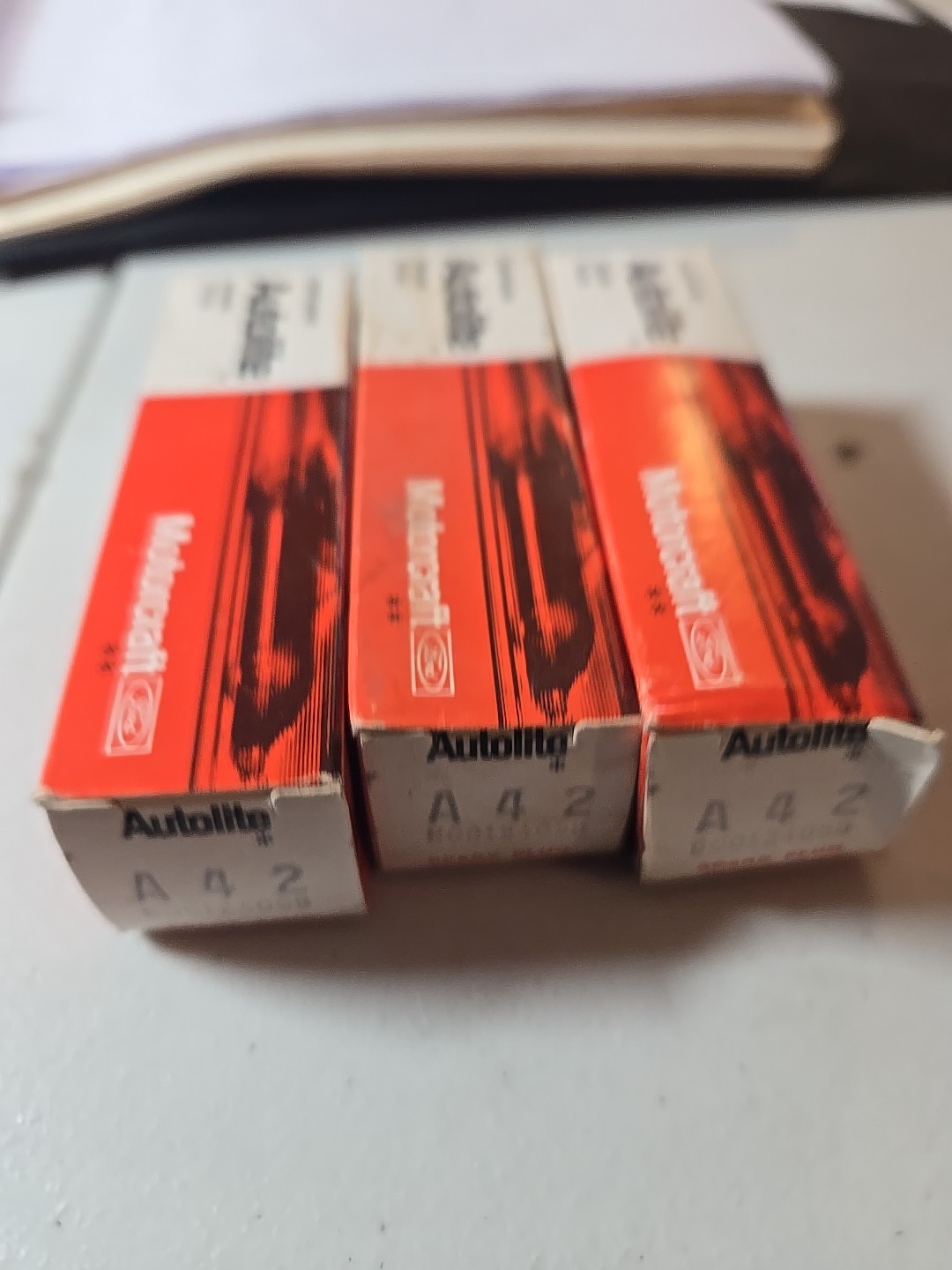 Vintage Autolite A52 Lot Of 3 Spark Plugs NOS B0012405B