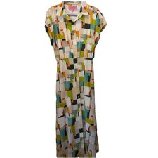 LDT Women’s Size 10 Dress Short Sleeve Button Front Geometric Print