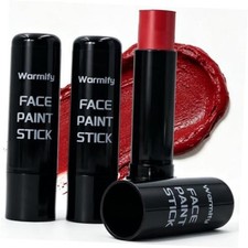 3Pcs Face Body Paint Sticks,Full Body Paint Makeup - Professional Red