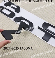 24-25 For Tacoma Tailgate Letters Emblem 3D Rear Trunk Insert Badge Matte Black