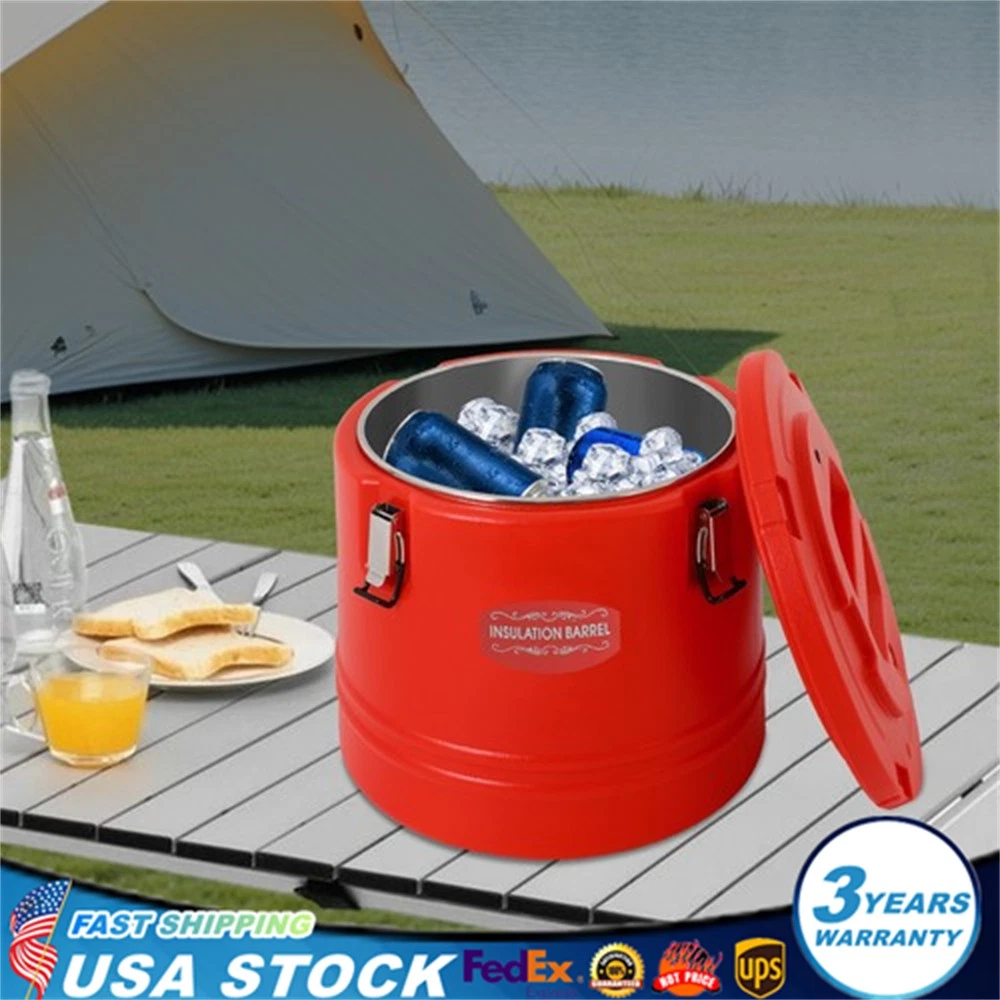 Insulated Stainless Steel Ice Beer Bucket w/ Lid Cooler Party Tub Drink Summer