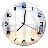 Glasuhr Design-Wanduhr Ohne TickgeräUsche Wolkenkratzer Schwarze Zeiger Fi30 Cm
