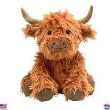 Highland Cow Plush Toy with Mooing Sound – Soft Brown Farm Animal Gift for All