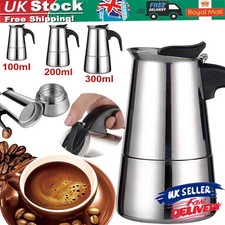 100-300ML Stainless Espresso Coffee Maker Stove Top Percolator Moka Pot Latte UK
