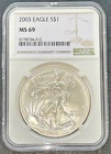 2003 American Silver Eagle (NGC) - AUTHENTIC - Outstanding Coin- Graded - MS 69