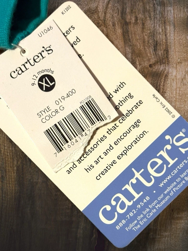 Vintage Carters Eric Carle The Very Hungry Caterpillar Green Sleeper 9-12m - Image 4 of 4