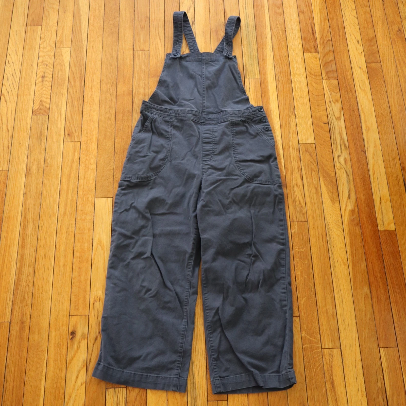 Patagonia Stand Up Bib Cropped Overalls Pants Women 12 L/XL Smolder Blue Work