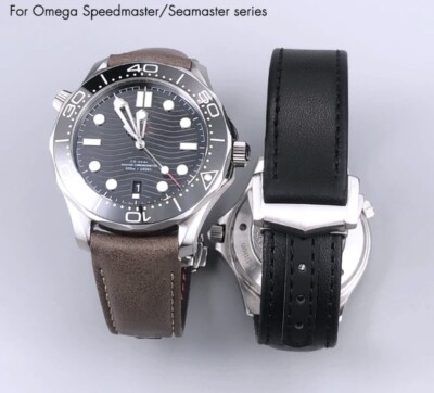 Leather Watch Strap 19mm 20mm 21mm For Omega Speedmaster Seamaster AT150  Curved UK