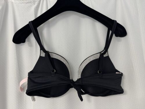 NWT 34C Victoria Secret Swim PushUp ShineTop/M Brazilian Bikini Bottom Black Set - Picture 4 of 10