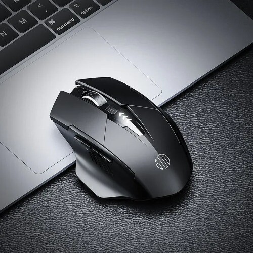 2.4G Wireless Ergonomic Mouse with 500mAh Rechargeable Battery, LCD Power Display, Silent Click, Compatible with Laptops and PCs