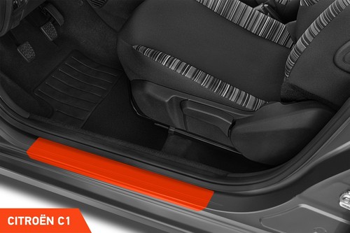 Listones de entrada de coche lámina protectora para Citroën C1 2 (II) transparente - Imagen 2 de 6