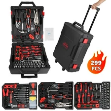 299 PCS Tool Set Mechanics Tool Kit Wrenches Socket w/3 layers Trolley Case Box