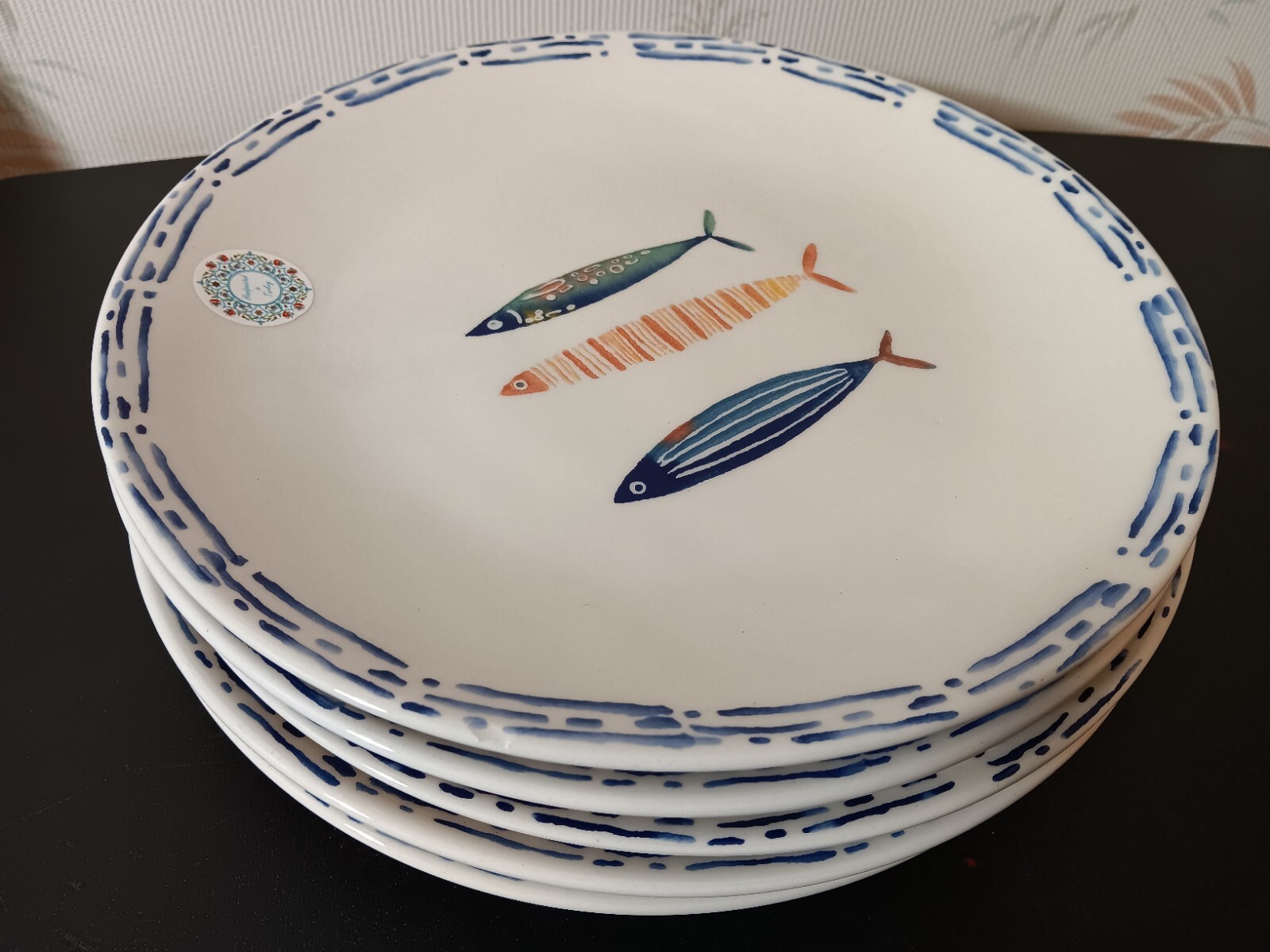 Set Of 5 Never Used Papart 11" Ceramic Fish Dinner Plates eBay