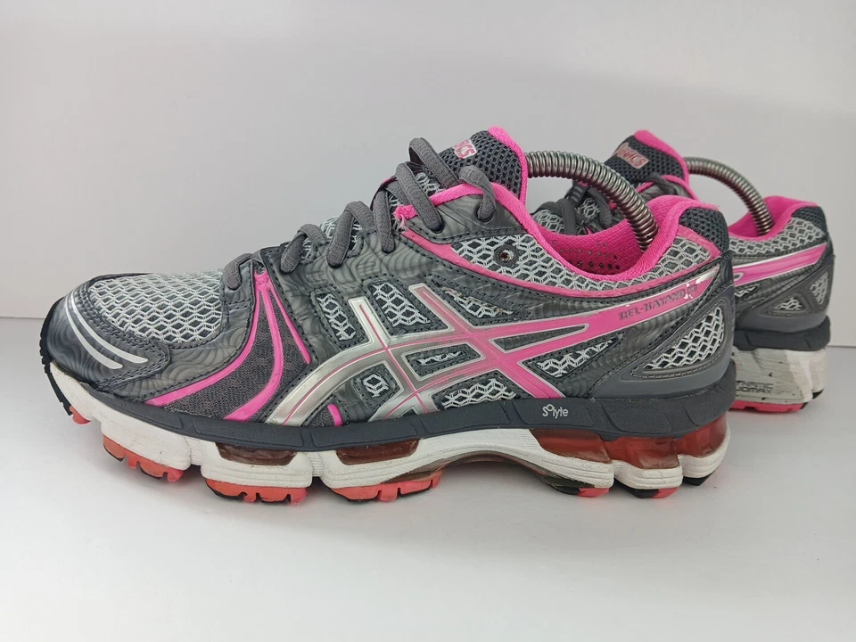 Tênis de corrida Asics Gel Kayano 18 feminino tamanho EUA 7,5 cinza/rosa T250N - Imagem 2 de 4