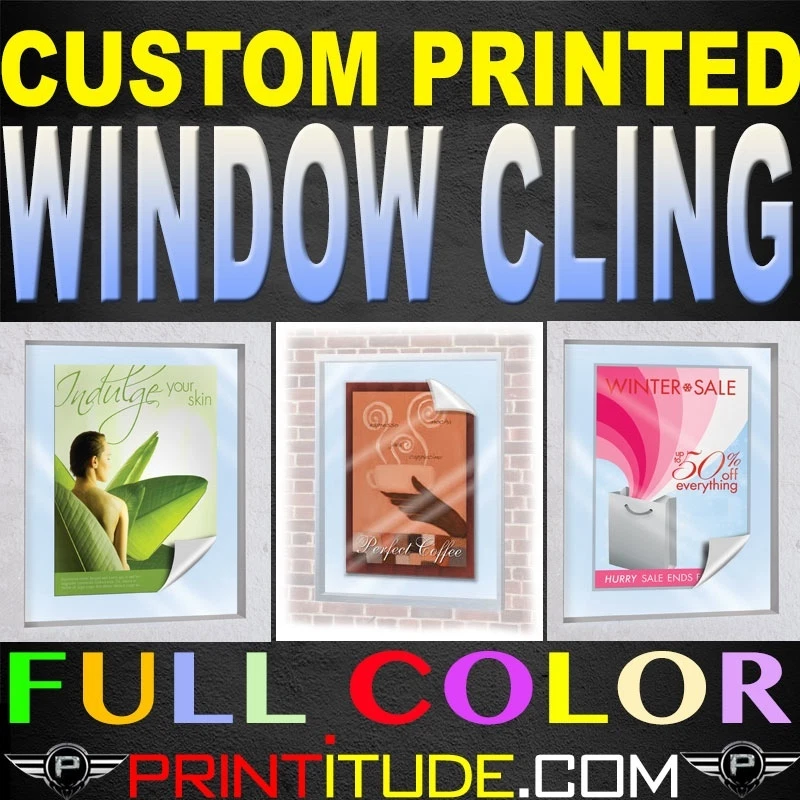 QTY:3 CUSTOM PRINTED WINDOW CLING FULL COLOR 12"X18" SELF CLING+FREE DESIGN - Image 1 of 1